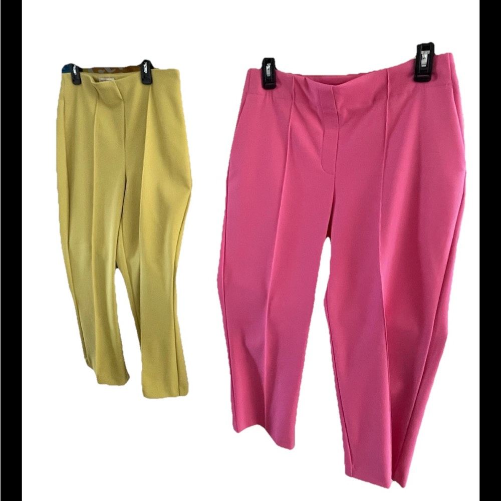 Two pair Rachel Zoe Pink Yellow Women's Pants Slacks Sz 8 Office Professional